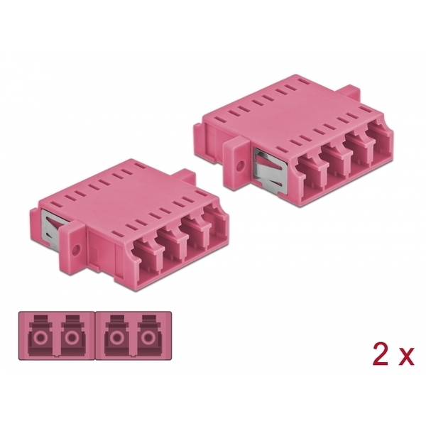 Delock LC optikai szálas csatlakozó Quad anya - LC Quad anya, multimódosú 2 db. Lila (86542)