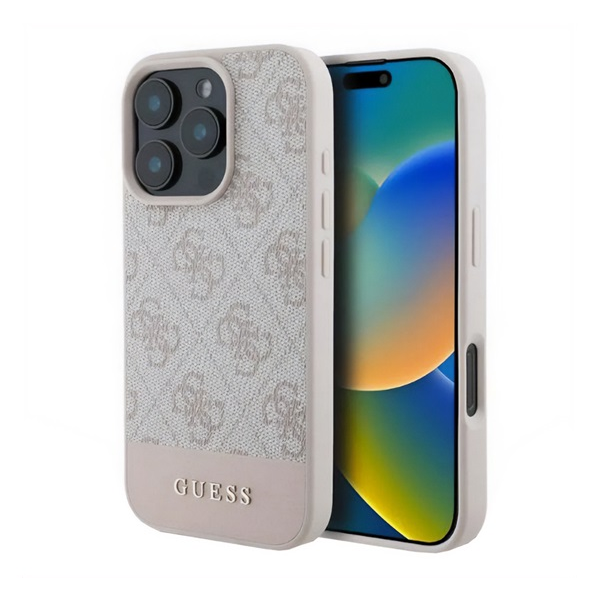 CG MOBILE GUESS 4G STRIPE műanyag telefonvédő (textil hátlap) RÓZSASZÍN Apple iPhone 16 Pro Max (GUHCP16XG4GLPI)