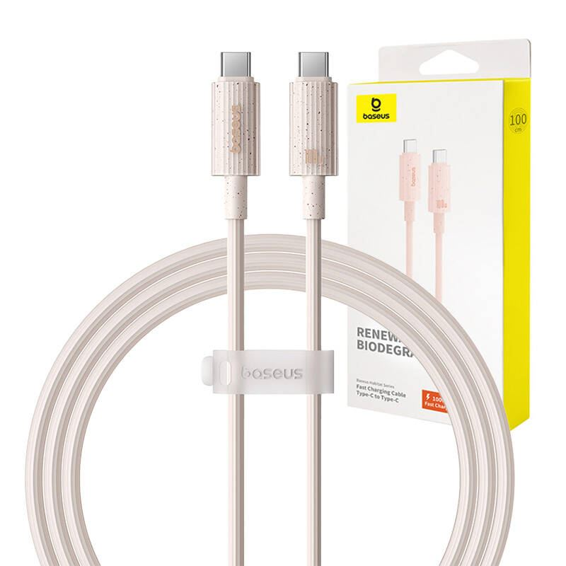 Baseus Habitat USB-C - USB-C gyors töltő 1m rózsaszín (P10360202421-00) (P10360202421-00)