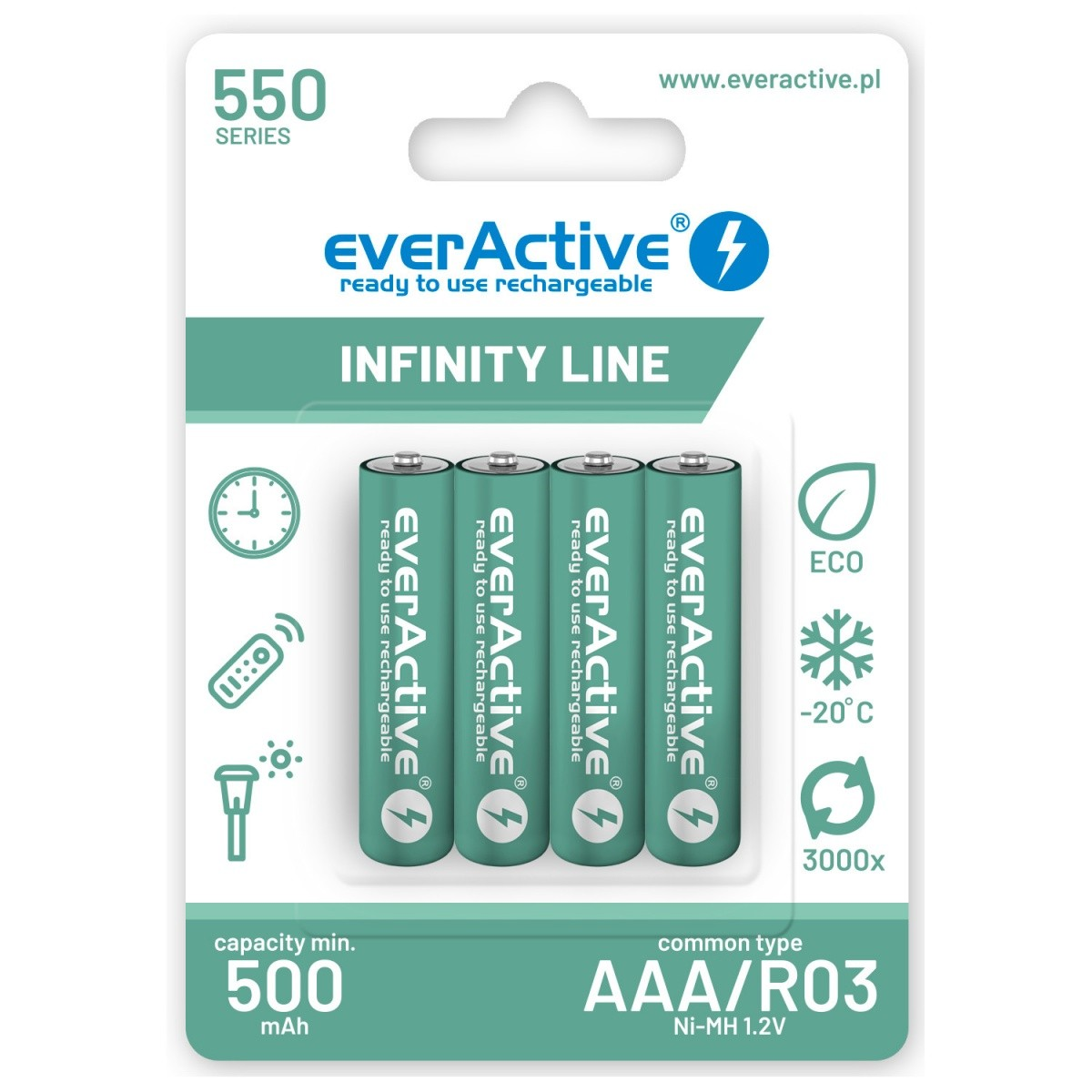Ever Active EVHRL03-550 Újratölthető ceruzaelem (4db/csomag) (EVHRL03-550)
