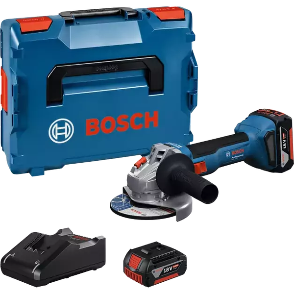 BOSCH GWS 18V-8 Professional Akkus sarokcsiszoló + 2x4.0Ah akku + szerszámkoffer