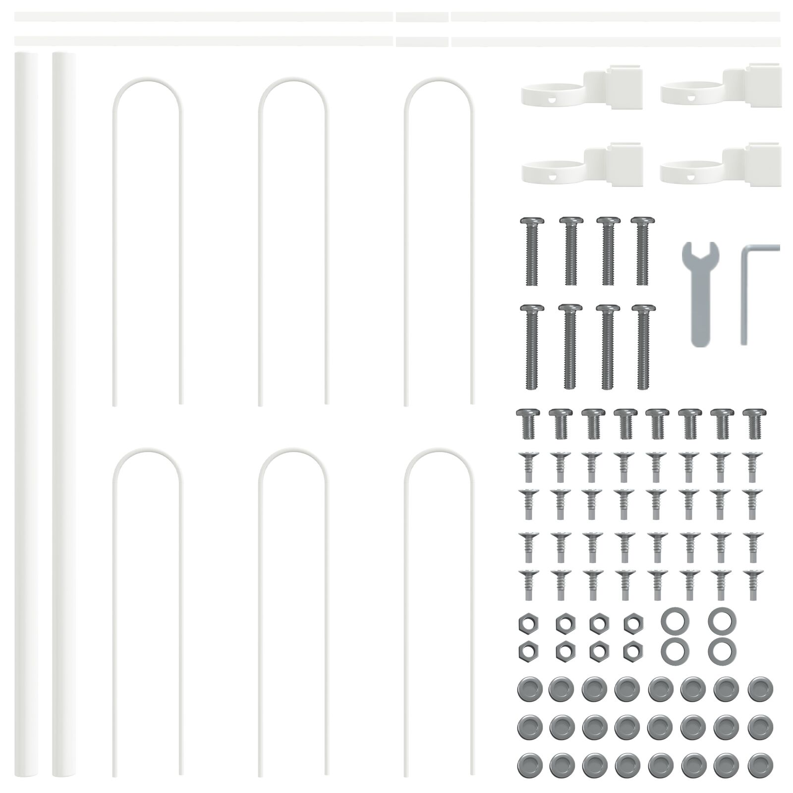 Kertkerítés Íves Tetejű Fehér 8.5x0.6 m Acél (3334103)