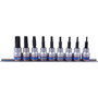 KT TORX SOCKET SET 5-R.3/8" 9-piece RAIL