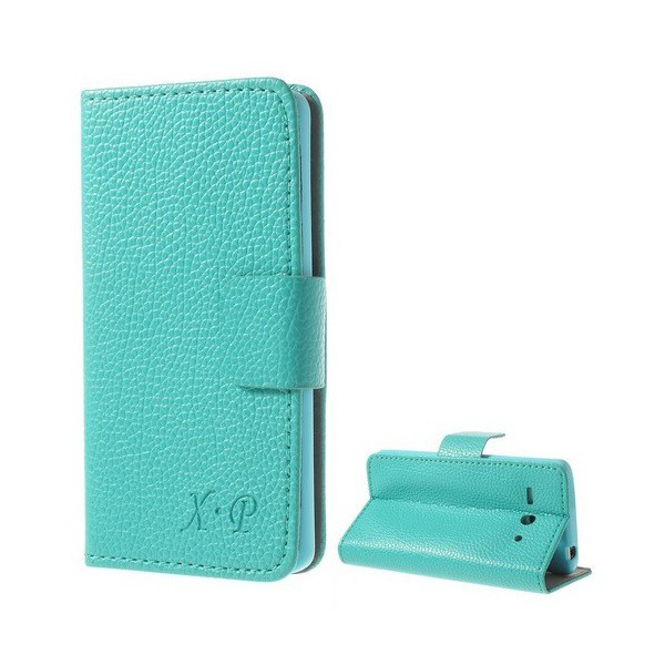 Tok álló, bőr hatású (FLIP, oldalra nyíló, asztali tartó funkció, prémium) CYAN [Huawei Ascend Y530 (C8813)] (5996457459087)