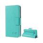 Калъф за телефон стоящ, кожен ефект (обърнат, странично отваряне, функция за поставка за маса) Cyan [Huawei Ascend Y530 (C8813)]