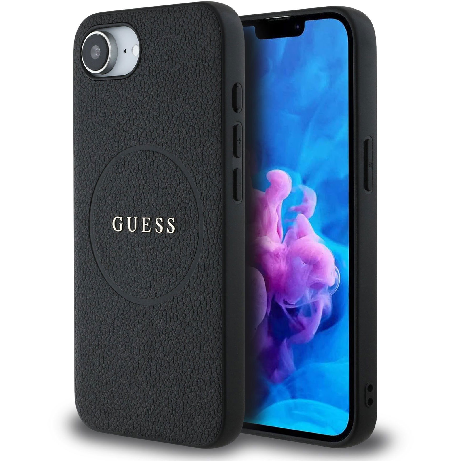 Guess PU Grained Classic Logo iPhone 16e fekete MagSafe tok (GUHMPSE4PGHSMMK)