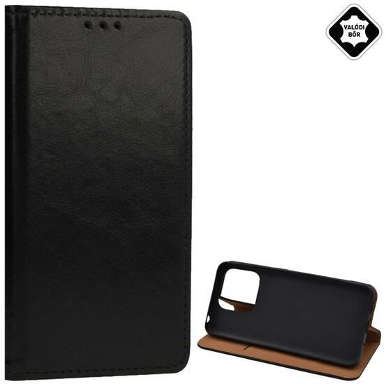 Gigapack Xiaomi Redmi 12C valódi bőr fliptok fekete (GP-138765) (GP-138765)