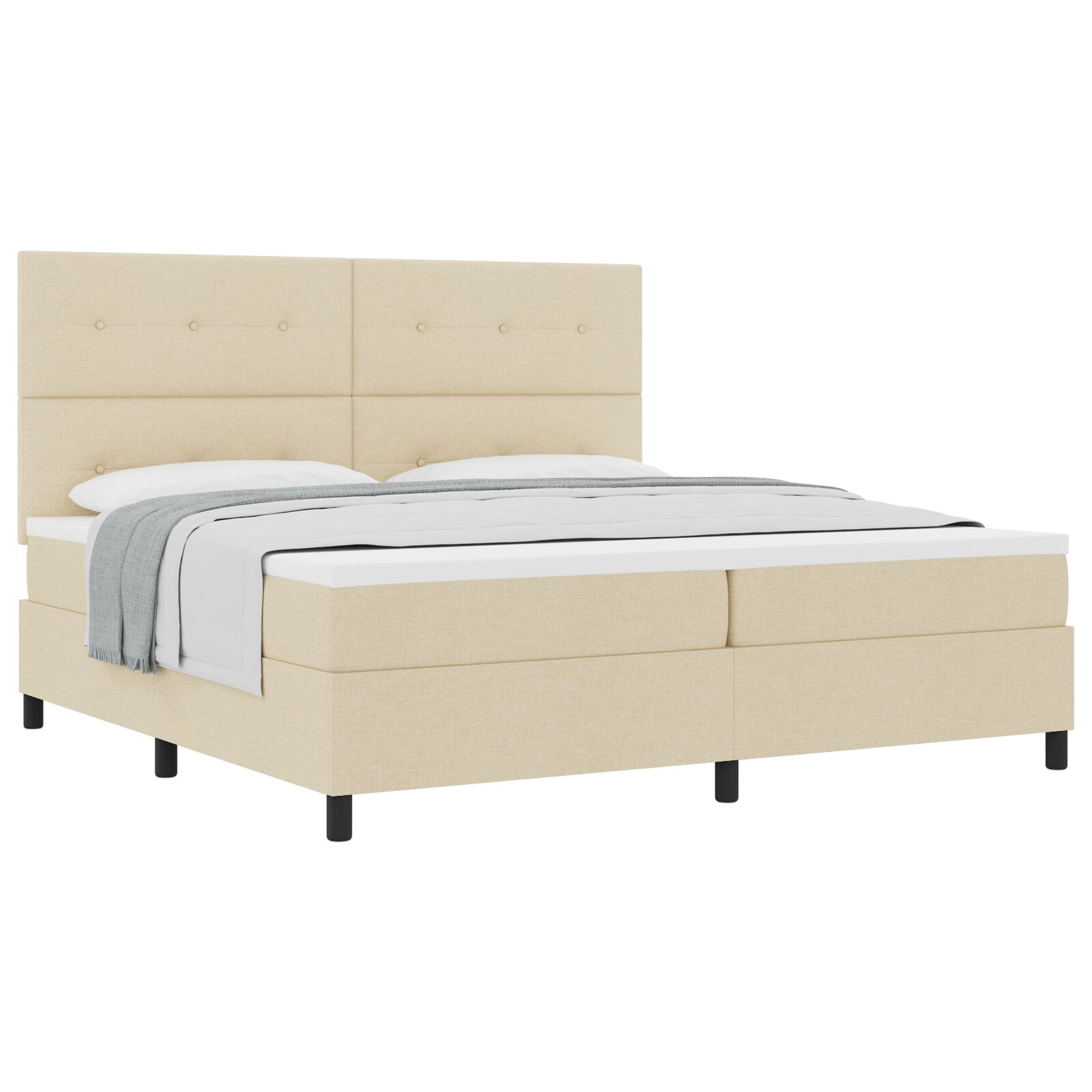 Ágykeret matraccal Bézs Vászon 200 x 200 cm Boxspring ágy (3339418)