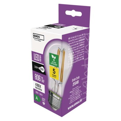EMOS LED izzó Filament A60-körte / E27 / 3,8 W (60 W) / 806 lm / természetes fehér (DBKF-EMZF5148)
