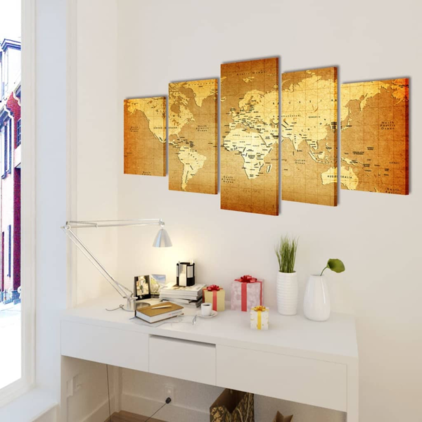Nyomtatott vászon falikép szett Világtérkép 100 x 50 cm