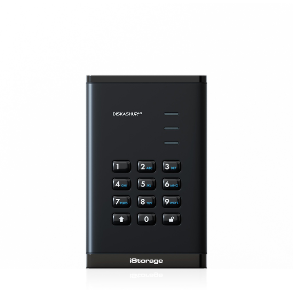 iStorage diskAshur3 HDD ekstern harddisk 4 TB 2.5" USB Type-C 3.2 Gen 1 (3.1 Gen 1) Sort