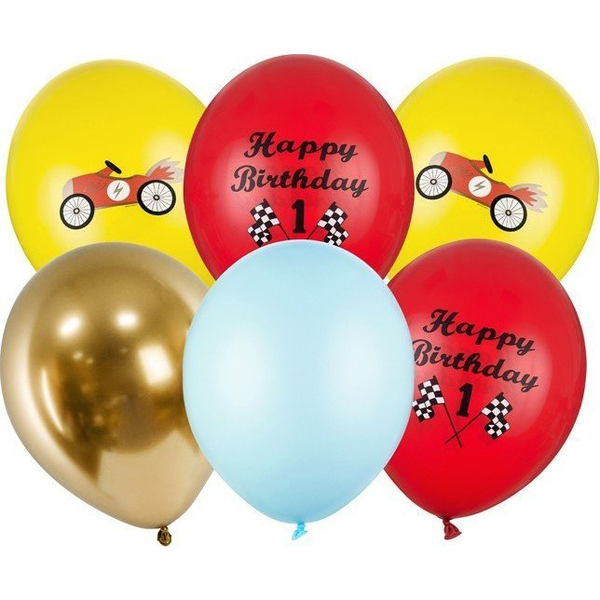  PartyDeco Balony lateksowe auta kolorowe pastelowe urodziny