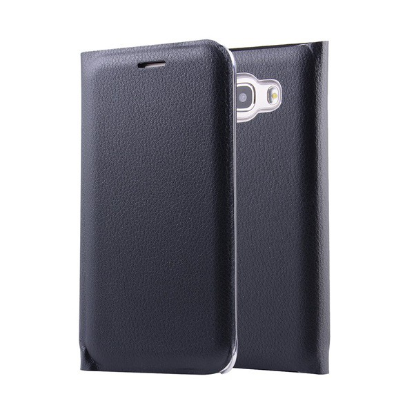 Tok álló, bőr hatású (FLIP, oldalra nyíló) FEKETE [Samsung Galaxy J5 (2016) SM-J510] (5996457661602)