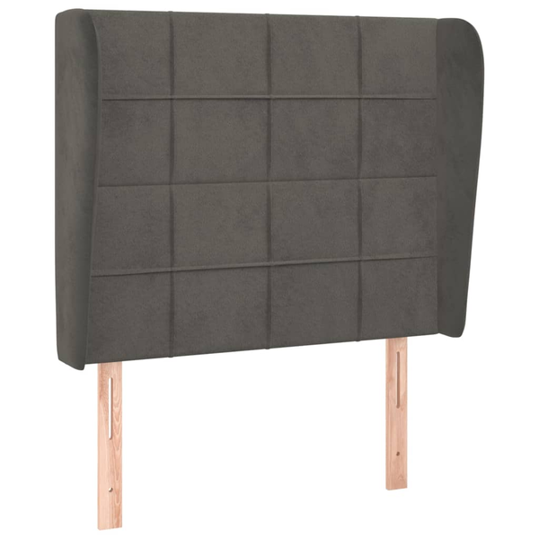 Tăblie de pat cu aripioare gri închis 93x23x118/128 cm catifea
