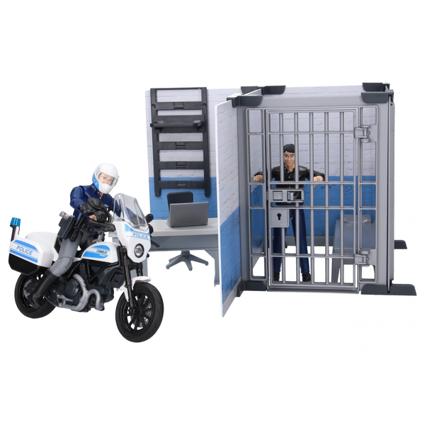 Комплект за игра Bruder bworld - Полицейски участък с мотоциклети