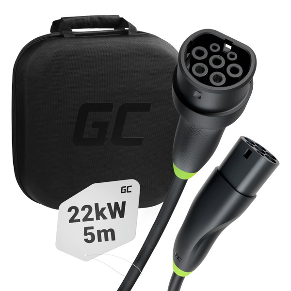 EM Green Cell Elektroauto Ladekabel/electric car charging cable Typ 2 22KW 32A 5m Black