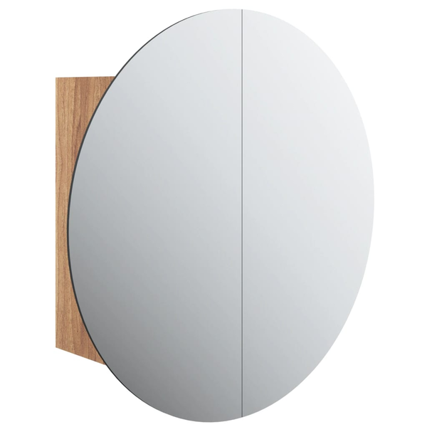 tölgy fürdőszobai szekrény kerek tükörrel/LED-del 47x47x17,5 cm