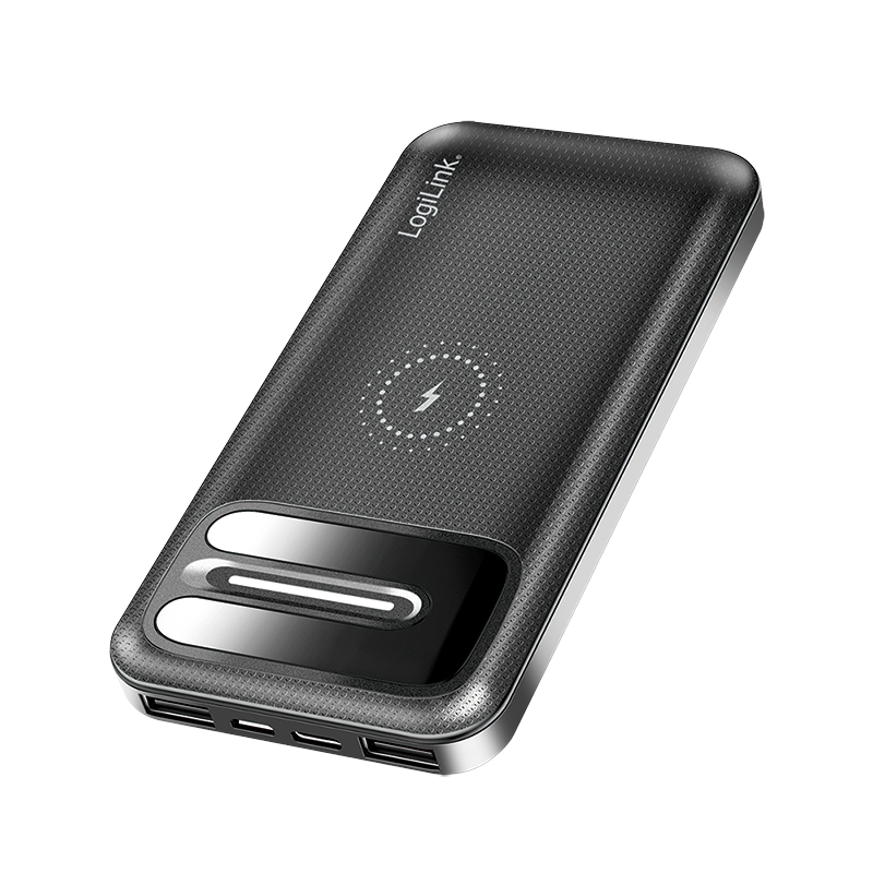 Logilink Power bank 8000 mAh, vezeték nélküli töltés, + 2x USB-A (PA0305) (PA0305)