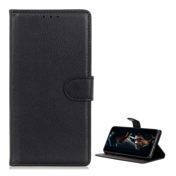 Tok álló, bőr hatású (FLIP, oldalra nyíló, asztali tartó funkció, prémium) FEKETE [Samsung Galaxy S20 Plus 5G (SM-G986)] (5996457930418)