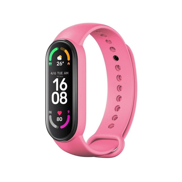 XIAOMI Mi Band 5/6/7 készülékekhez szilikon szíj, rózsaszín (06)