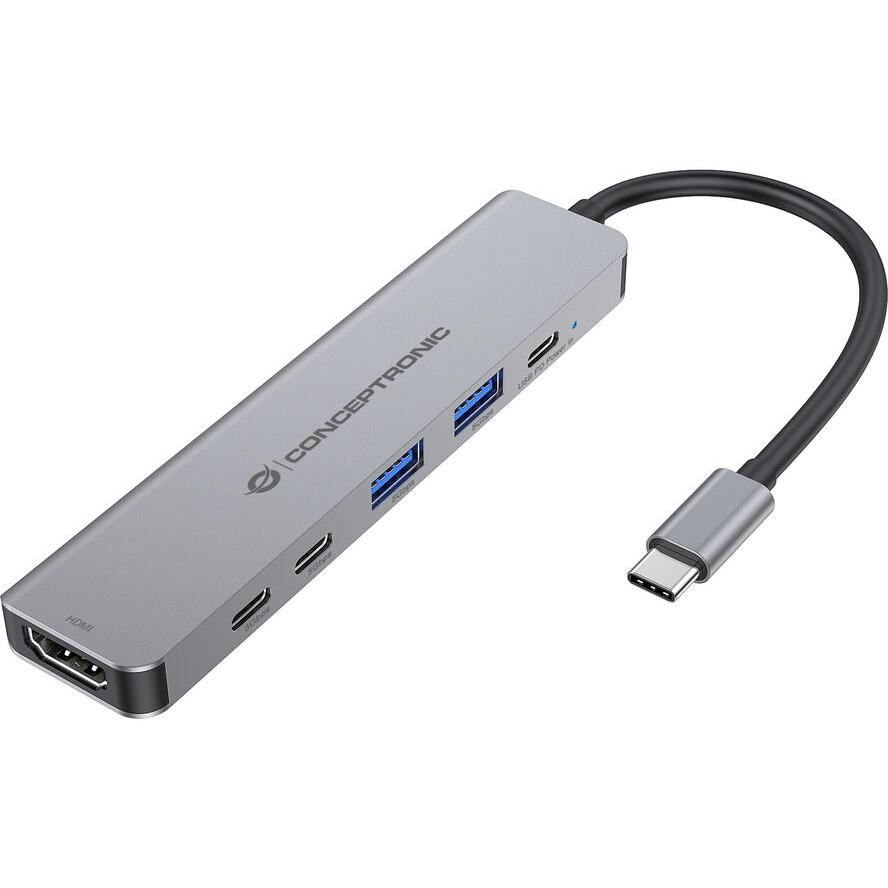Conceptronic DONN33G dokkoló állomás és port replikátor Vezetékes USB 3.2 Gen 1 (3.1 Gen 1) Type-C Ezüst (DONN33G)