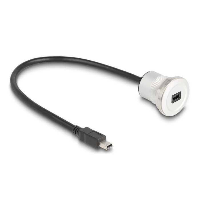 Delock USB 2.0 Mini-B beépített anya kábelcsatlakozóval 30 cm, alumínium (88186) (88186)