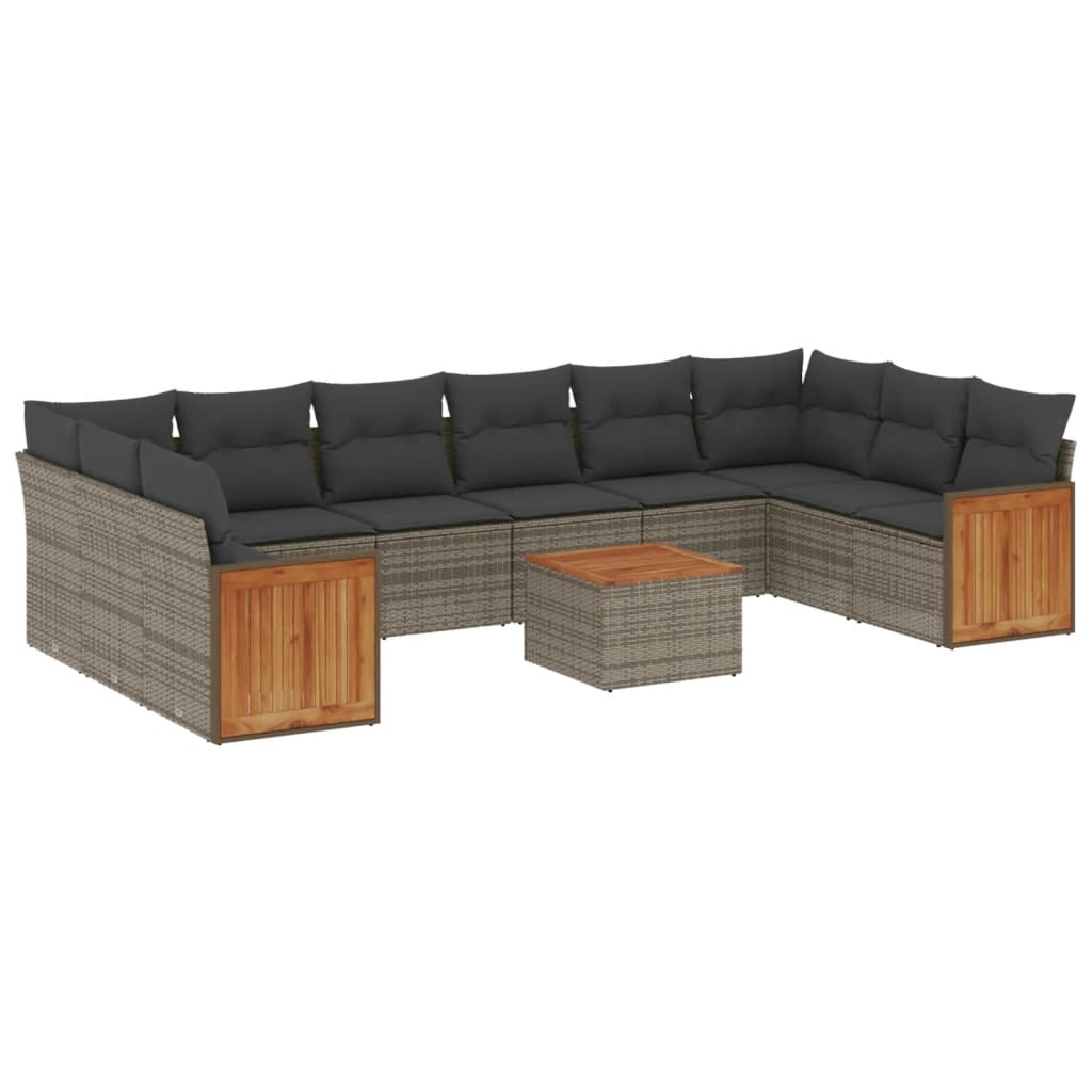 11 részes szürke polyrattan kerti ülőgarnitúra párnákkal (3260415)