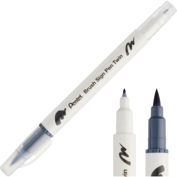 Kétoldalas ecsetfilc kalligráfiához Brush Sign Pen Twin Pentel Szürke