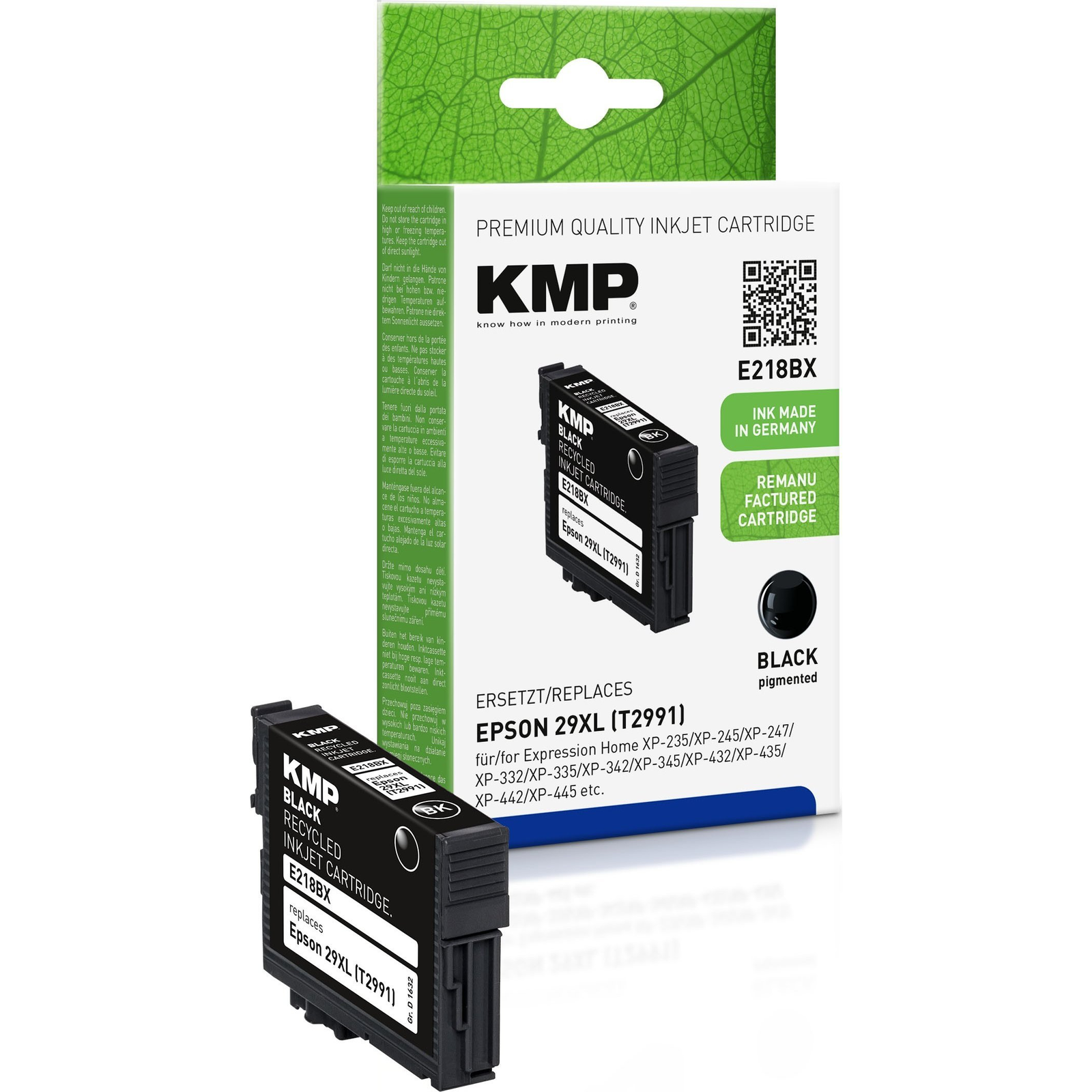 KMP Tinta helyettesíti Epson 29XL, T2991 Kompatibilis Fekete E218BX 1632,4001 (1632,4001)