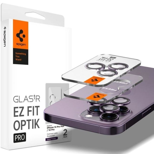 Spigen GLAS.tR EZ Fit Optik Pro iPhone 15 Pro / 15 Pro Max / 14 Pro / 14 Pro Max kameravédő lila (AGL05597) (AGL05597)