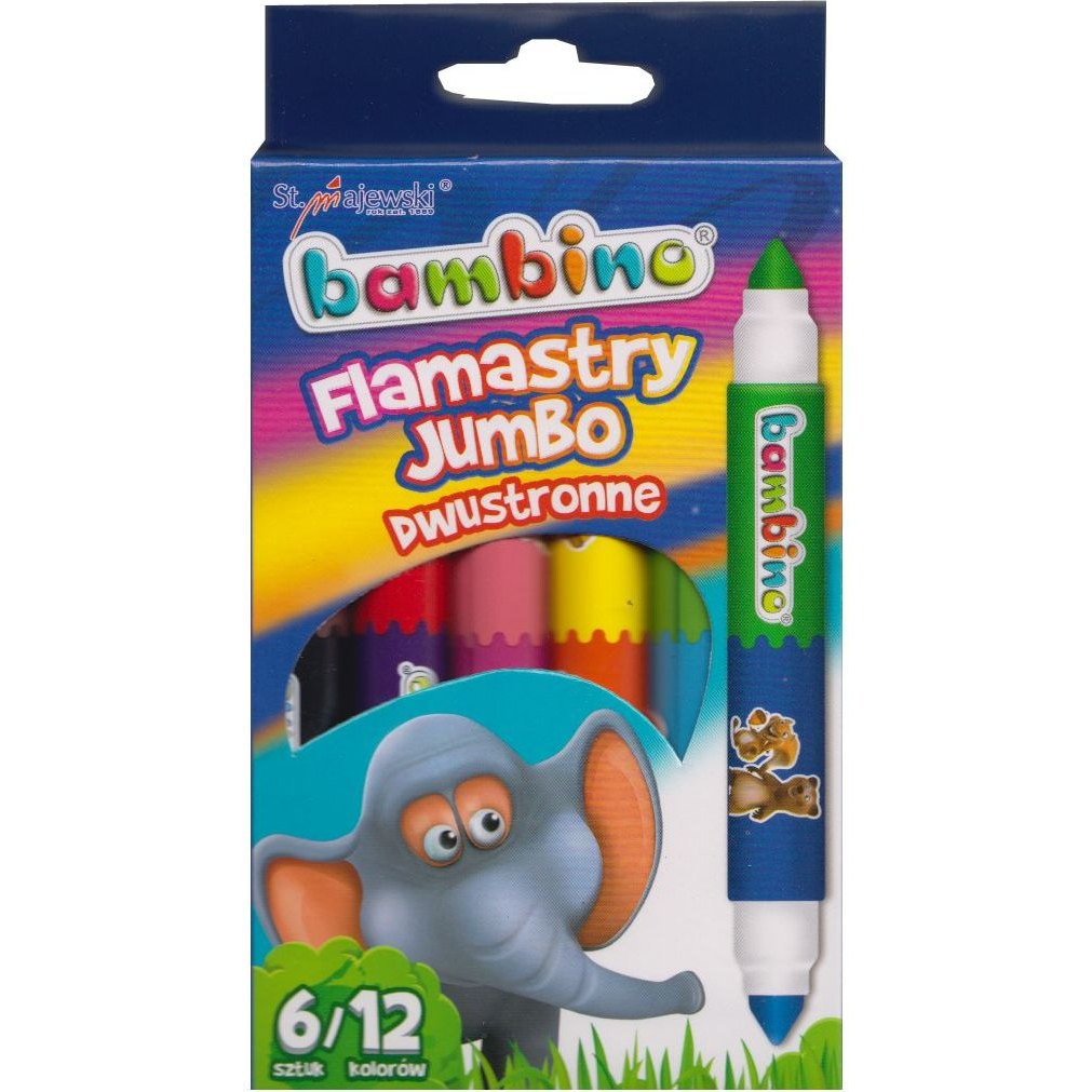 Bambino: Jumbo színes kétvégű filctoll készlet 12 szín 6db (WIKR-1007564)