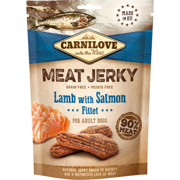 Carnilove Jerky Snack Lamb with Salmon Fillet – bárány lazac filével 100g