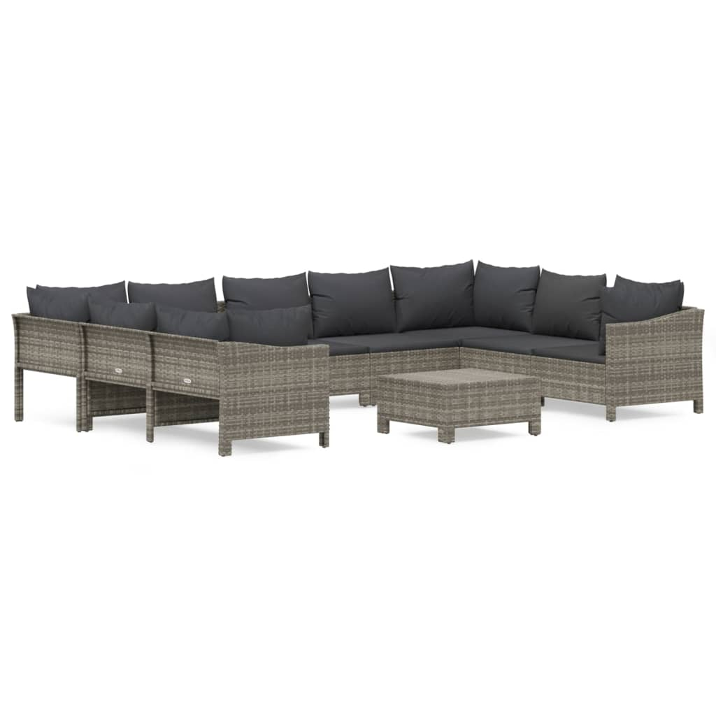10 részes szürke polyrattan kerti ülőgarnitúra párnákkal (3187305)