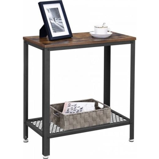 Rusztikus oldalasztal, éjjeliszekrény hálós polccal 60 x 30 x 60 cm