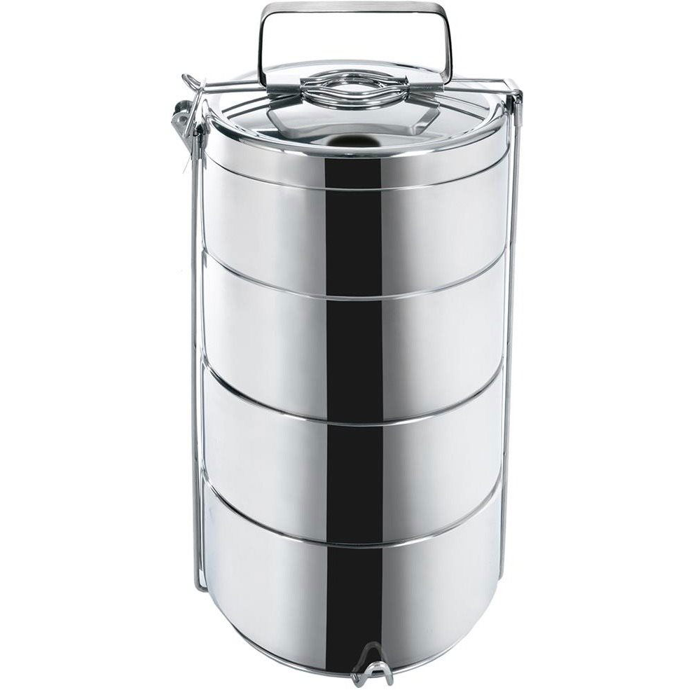 Ételhordó termo rozsdamentes acél négyrészes, 14 cm (120957)