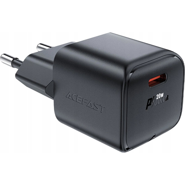 Acefast A73 Mini Hálózati Töltő 1xUSB-C Csatlakozással PD 20W GaN-Fekete