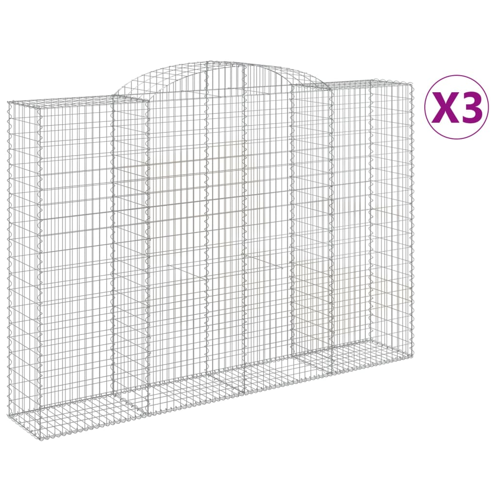 3 db íves horganyzott vas gabion kosár 300x50x200/220 cm (3146792)