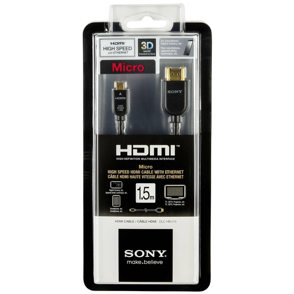 Sony DLC-HEU15 4K 3D Micro HDMI - HDMI Kábel Ethernettel 1,5m - Fekete