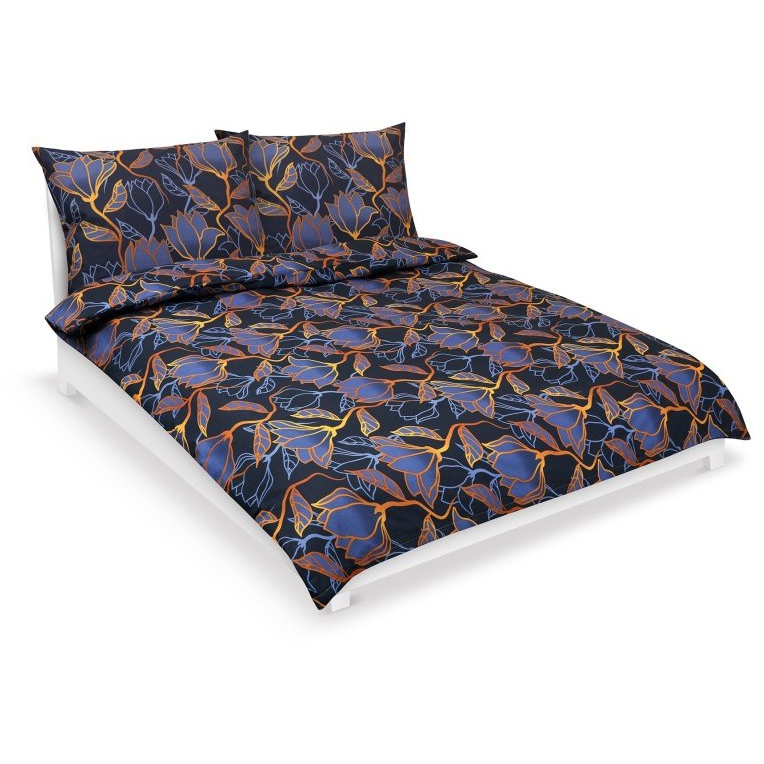 Bellatex Linen cotton F 90/539 midnight flower 220 × 200, 2 pcs 70 × 90 (12310)