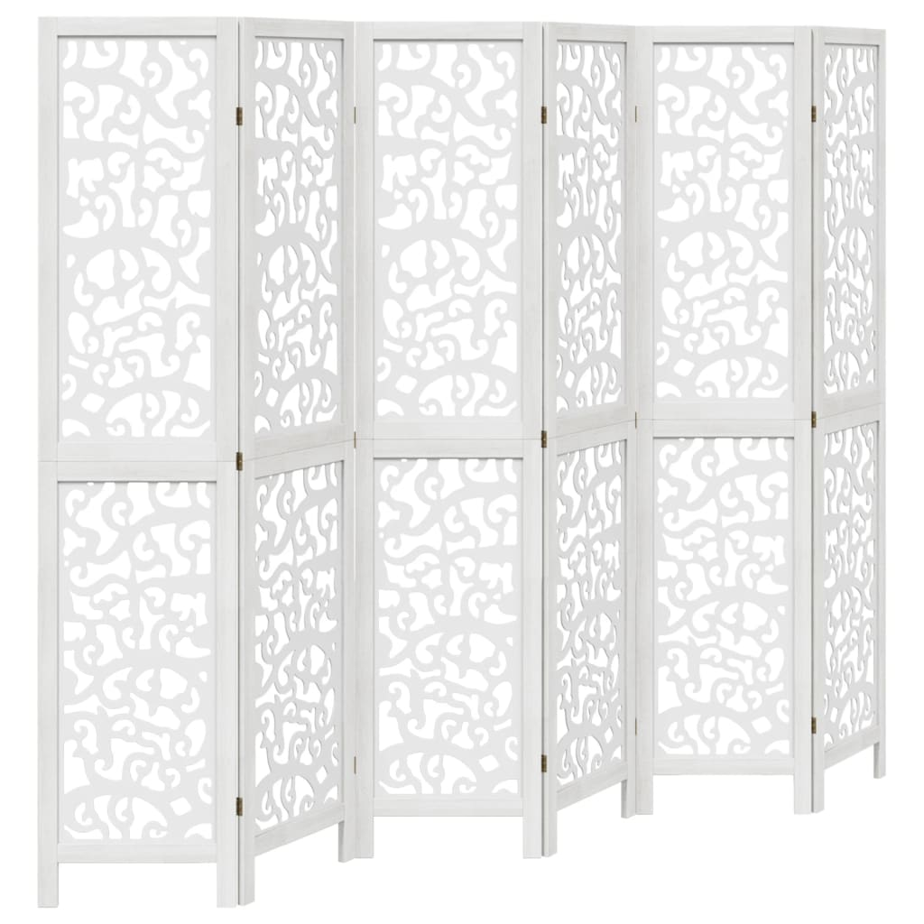6 paneles fehér tömör császárfa térelválasztó (358746)