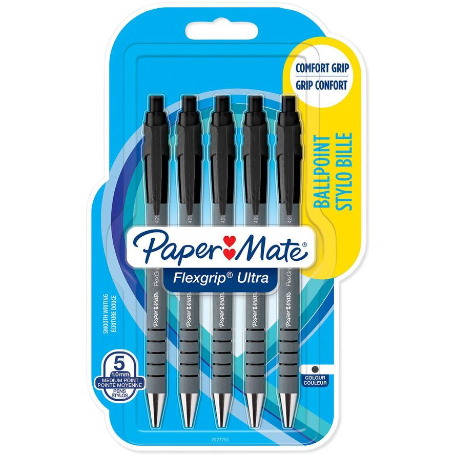 PAPER MATE Kugelschreiber Flexgrip Ultra RT M 5 Stk. schwarz (2027751) (2027751)