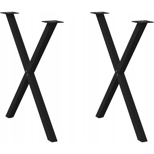2 db fekete acél étkezőasztal lábak X-alakú 80x(72-73) cm