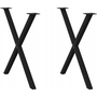 2 db fekete acél étkezőasztal lábak X-alakú 80x(72-73) cm