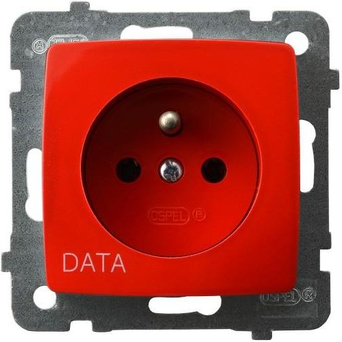 Ospel Gniazdo Karo pojedyncze z uziemieniem Data czerwone (GP-1SZD/m/00)
