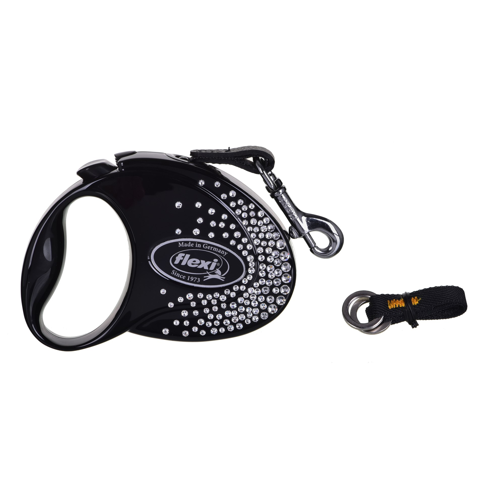 Flexi Glam Splash Crystal S/3m Csévélő szalagos kutyapóráz - Fekete (FL-2113)