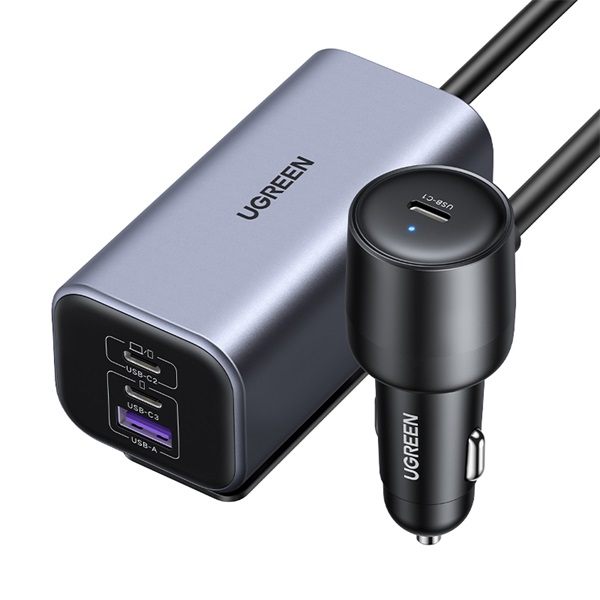 Automobilová Ugreen 1x USB-A 3x USB-C 150 W s kabelem 1 m