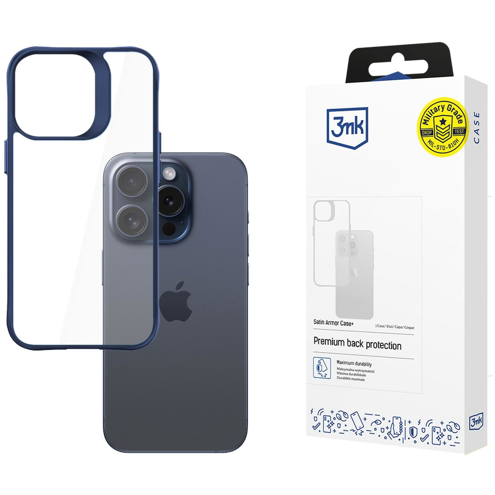 3MK Satin Armor Case+ Apple iPhone 15 Pro kék tok (5903108592635)
