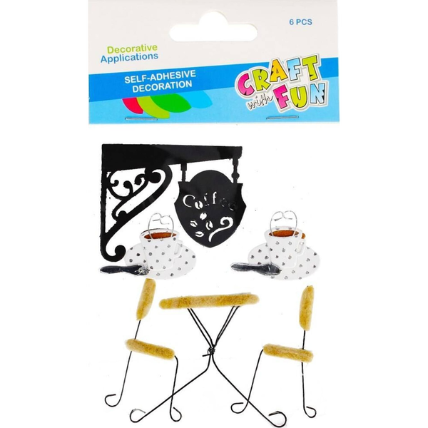  Craft with Fun OZDOBA DEK NAKLEJKI KAWIARNIA 6SZT CF PBH 12/144