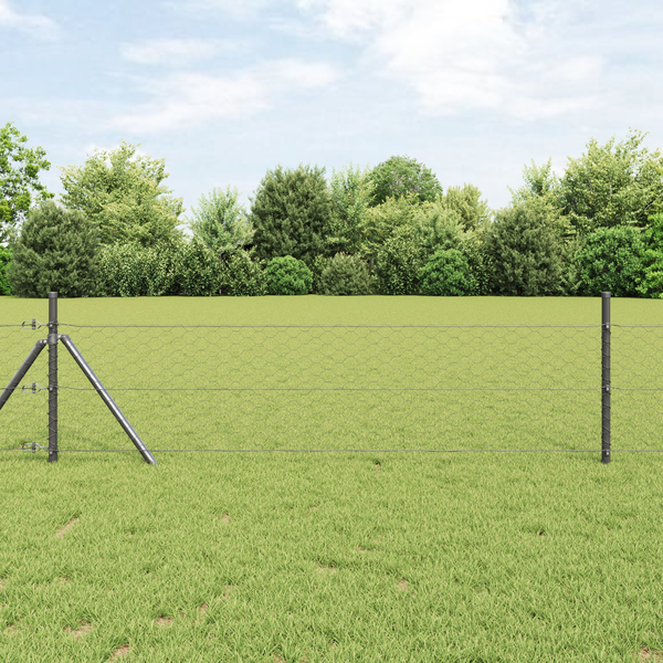 Kerítés oszlopokkal Szürke 0.8 x 10 m PVC-bevonatos acél