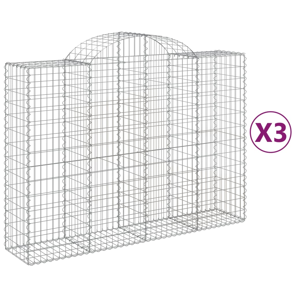 3 db íves horganyzott vas gabion kosár 200x50x140/160 cm (3146363)